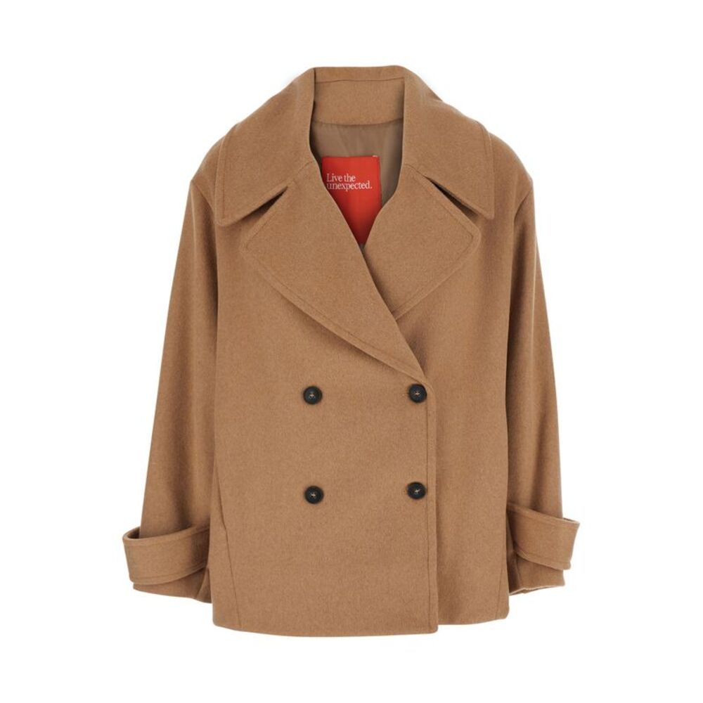 Merci Women Brown Long Sleeve Collar Coat In Tech Fabric For Women